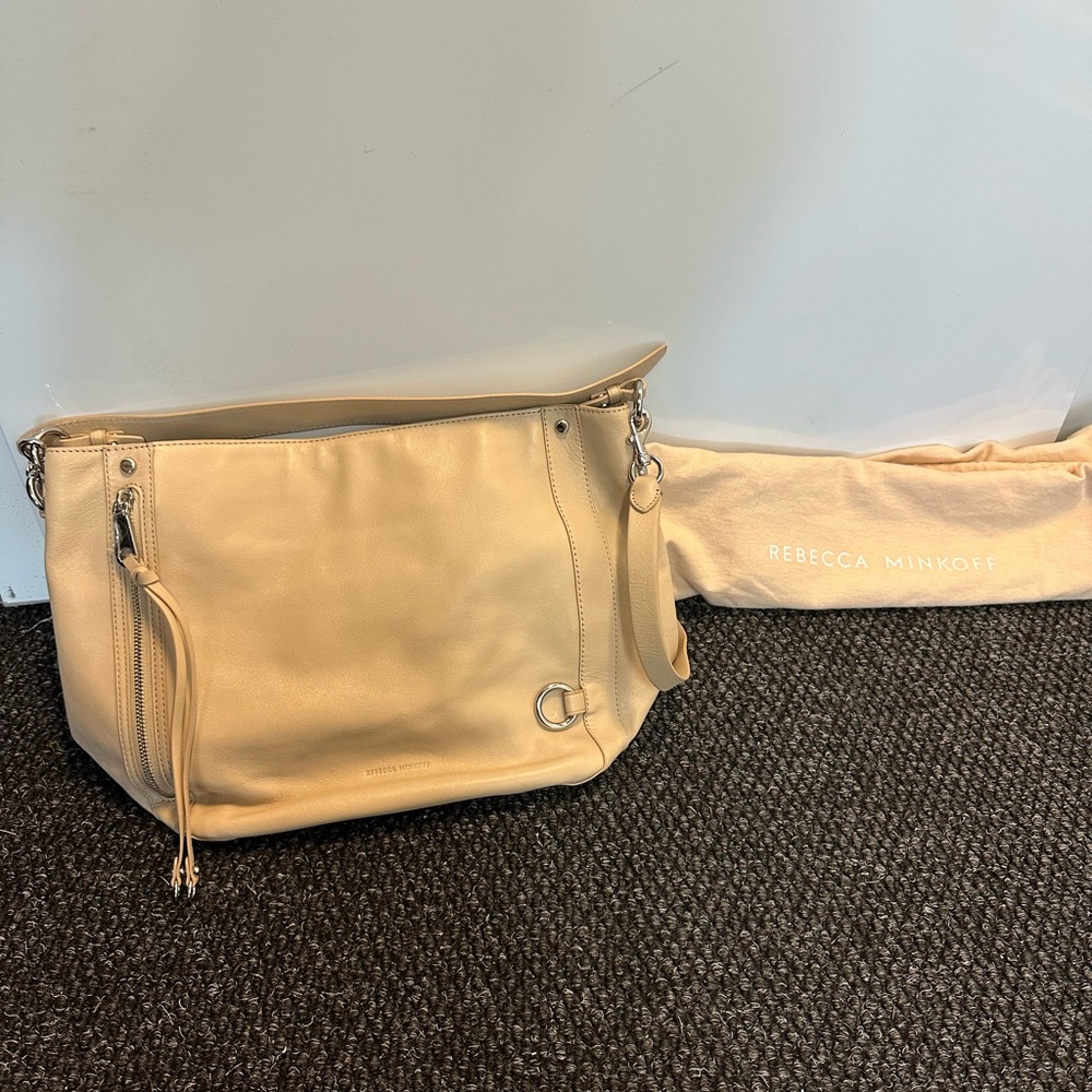 Creme Rebecca Minkoff Mab Leather Hobo Bag